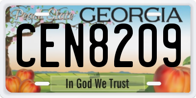 GA license plate CEN8209