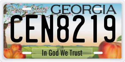 GA license plate CEN8219