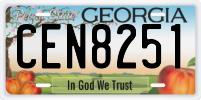 GA license plate CEN8251