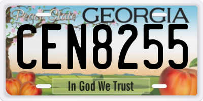 GA license plate CEN8255