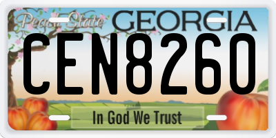 GA license plate CEN8260
