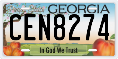 GA license plate CEN8274
