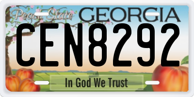GA license plate CEN8292