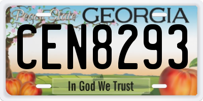 GA license plate CEN8293