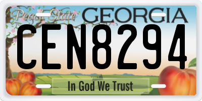 GA license plate CEN8294