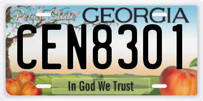GA license plate CEN8301