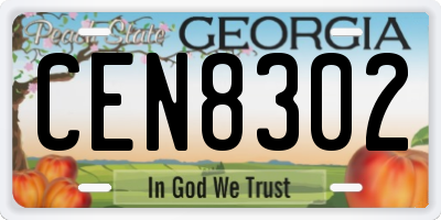 GA license plate CEN8302