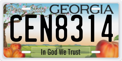 GA license plate CEN8314
