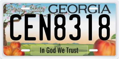 GA license plate CEN8318
