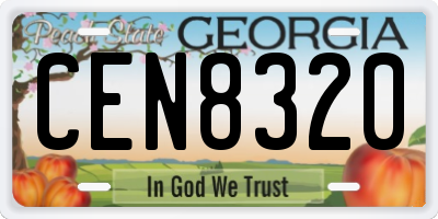GA license plate CEN8320