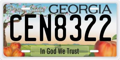 GA license plate CEN8322