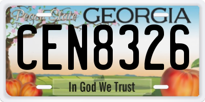 GA license plate CEN8326