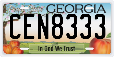 GA license plate CEN8333