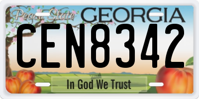 GA license plate CEN8342