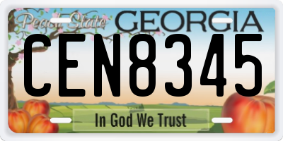 GA license plate CEN8345