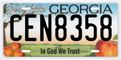 GA license plate CEN8358