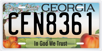 GA license plate CEN8361