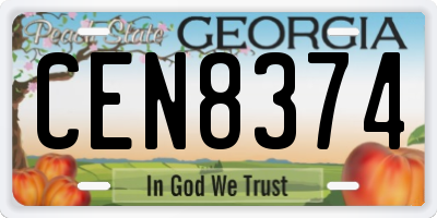 GA license plate CEN8374