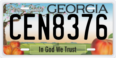 GA license plate CEN8376