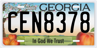GA license plate CEN8378
