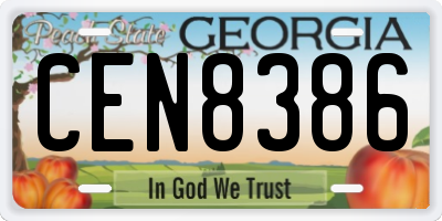 GA license plate CEN8386