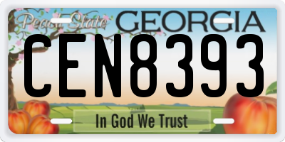 GA license plate CEN8393