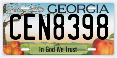 GA license plate CEN8398