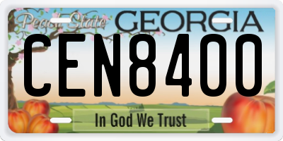 GA license plate CEN8400
