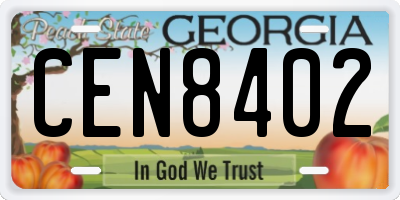 GA license plate CEN8402
