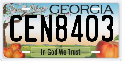 GA license plate CEN8403