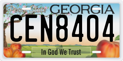 GA license plate CEN8404