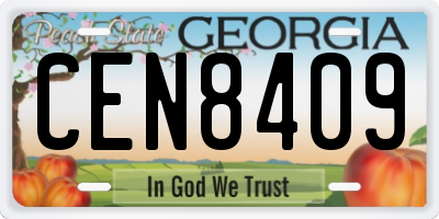 GA license plate CEN8409