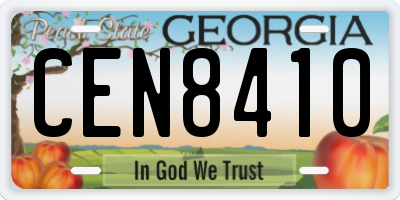 GA license plate CEN8410