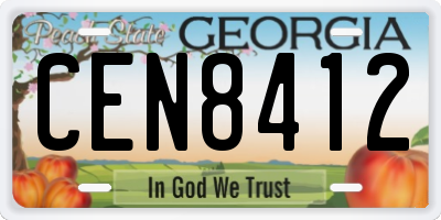 GA license plate CEN8412