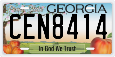 GA license plate CEN8414