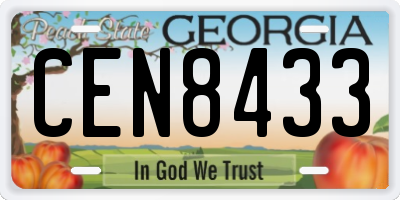 GA license plate CEN8433