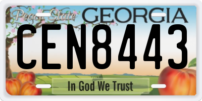 GA license plate CEN8443