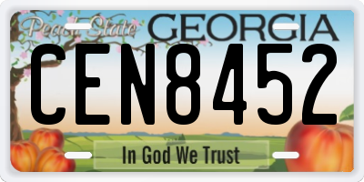 GA license plate CEN8452
