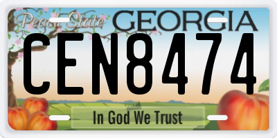 GA license plate CEN8474