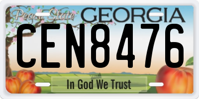GA license plate CEN8476