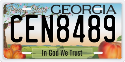 GA license plate CEN8489