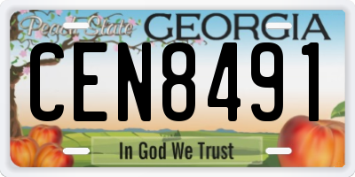 GA license plate CEN8491