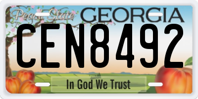 GA license plate CEN8492
