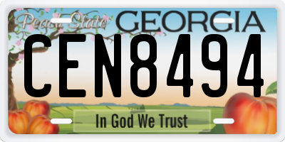 GA license plate CEN8494