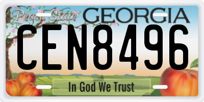 GA license plate CEN8496