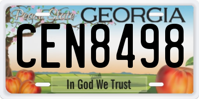 GA license plate CEN8498