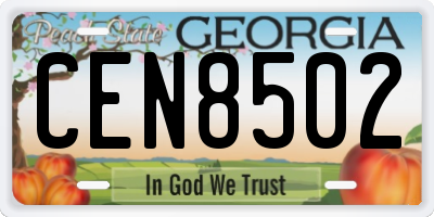GA license plate CEN8502