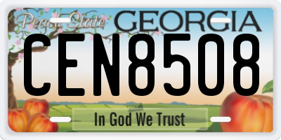 GA license plate CEN8508