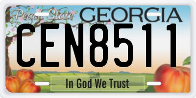 GA license plate CEN8511