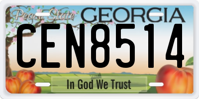 GA license plate CEN8514